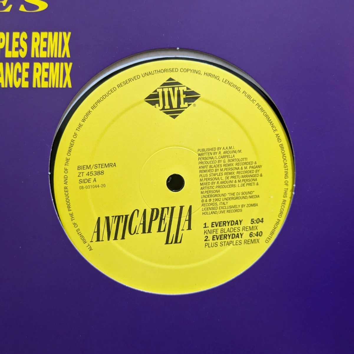 Anticapella - Everyday (Remixes) (12") - Image 4